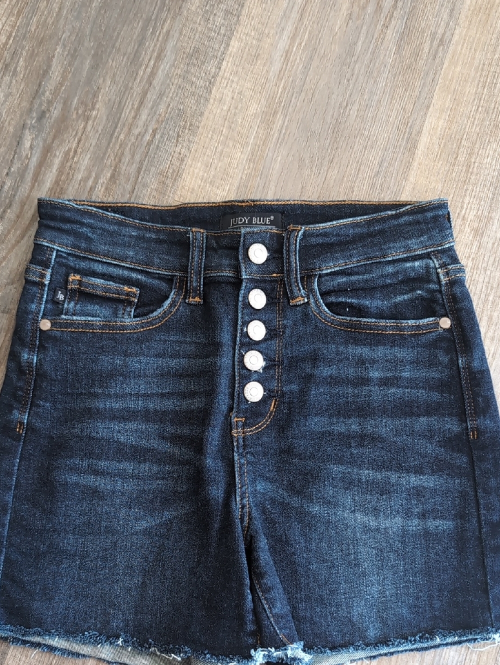 Judy Blue Dark Blue High-Rise Button-Fly Denim Shorts